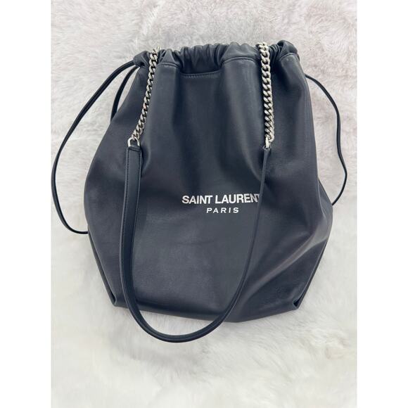 Saint Laurent Paris Nuxx Drawstring Chain Shoulder Bag – Navy - Picture 1 of 9